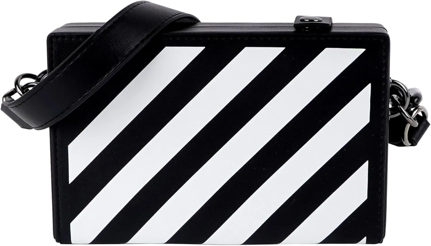 Crossbody Bag Unisex, Black and White Leather Shoulder Bag, Minimalist Punk Handbag