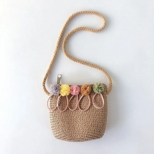 Crossbody Little Girls Straw Shoulder Bag