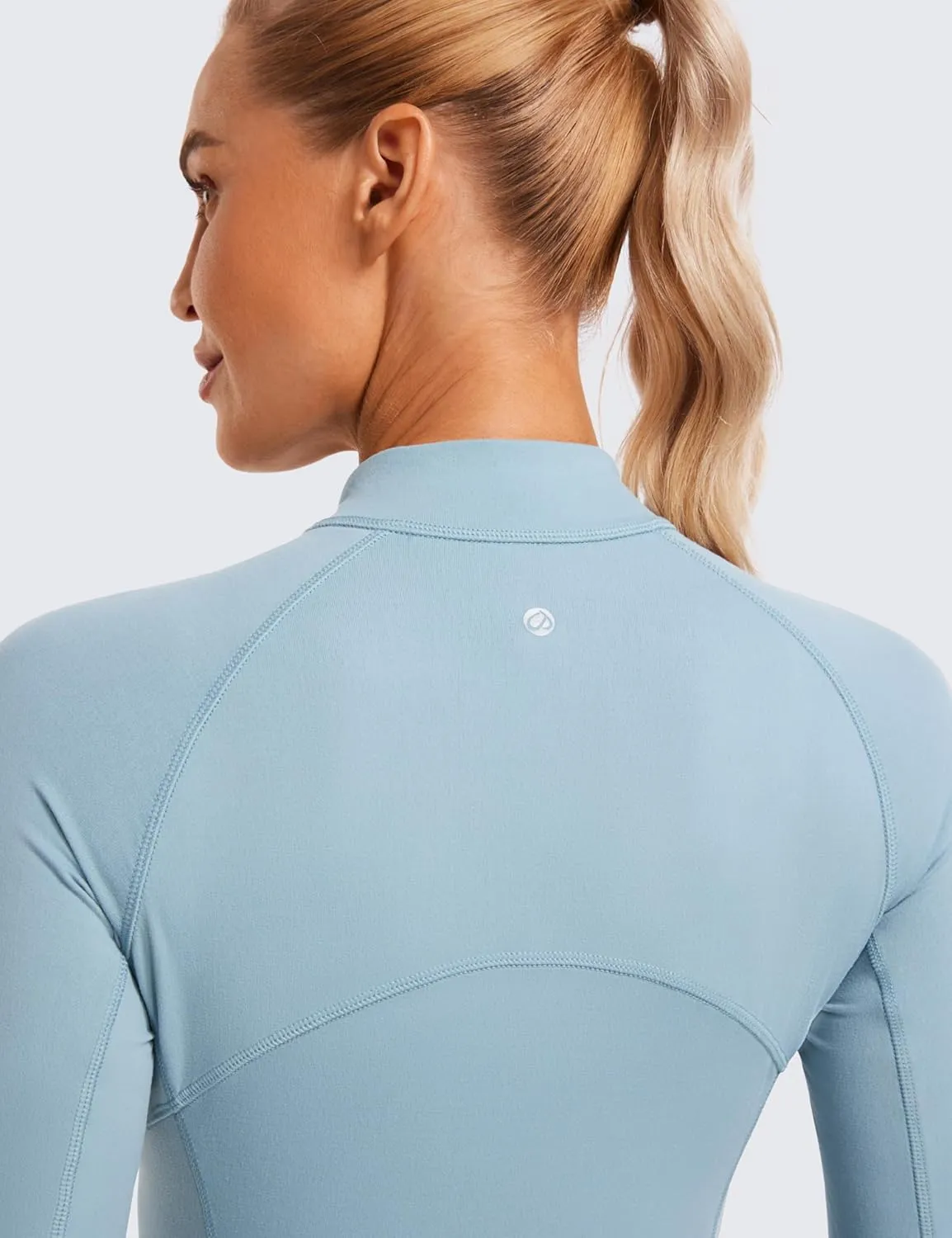 CRZ YOGA Womens Half Zip Long Sleeve Pullover Shirts Slim Fit Workout Yoga Athletic Tops with Thumbholes