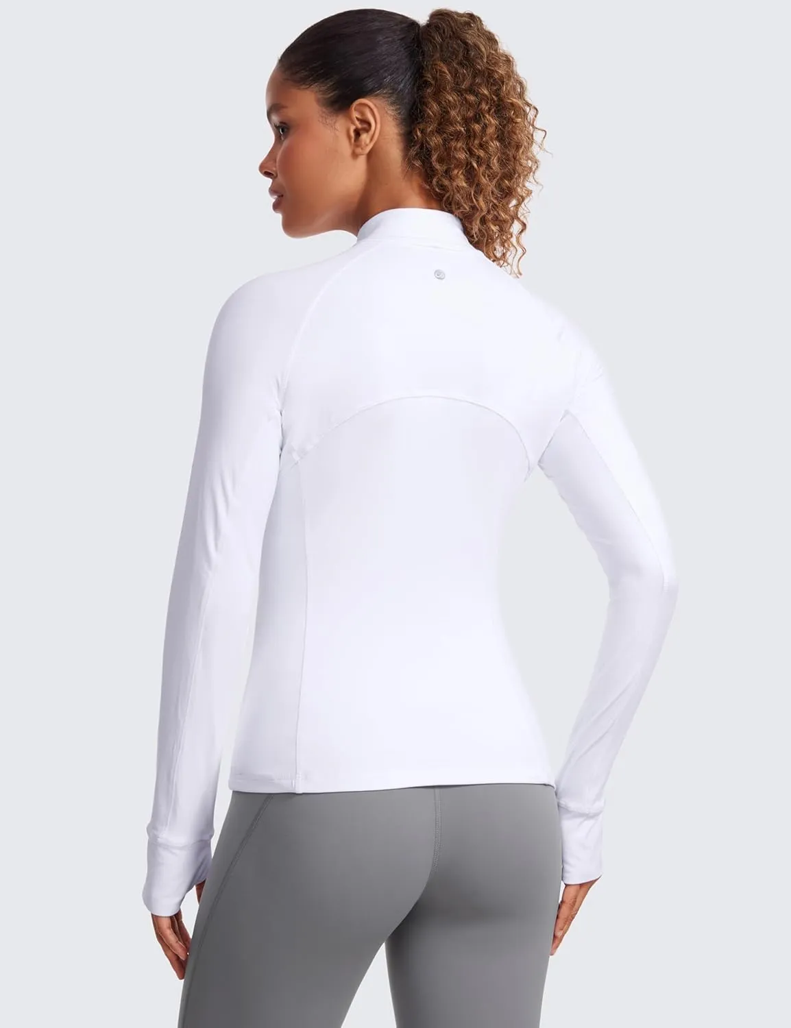 CRZ YOGA Womens Half Zip Long Sleeve Pullover Shirts Slim Fit Workout Yoga Athletic Tops with Thumbholes