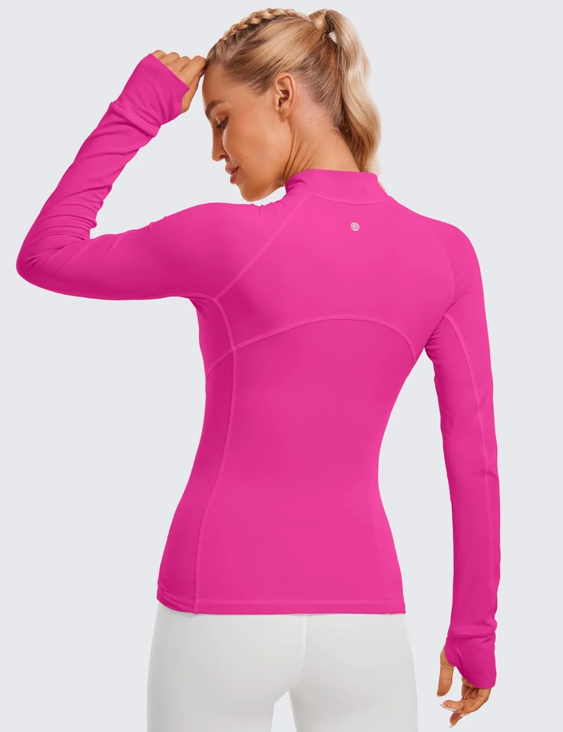 CRZ YOGA Womens Half Zip Long Sleeve Pullover Shirts Slim Fit Workout Yoga Athletic Tops with Thumbholes
