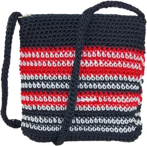 CTM® Women's Striped Crochet Crossbody Handbag, Multi