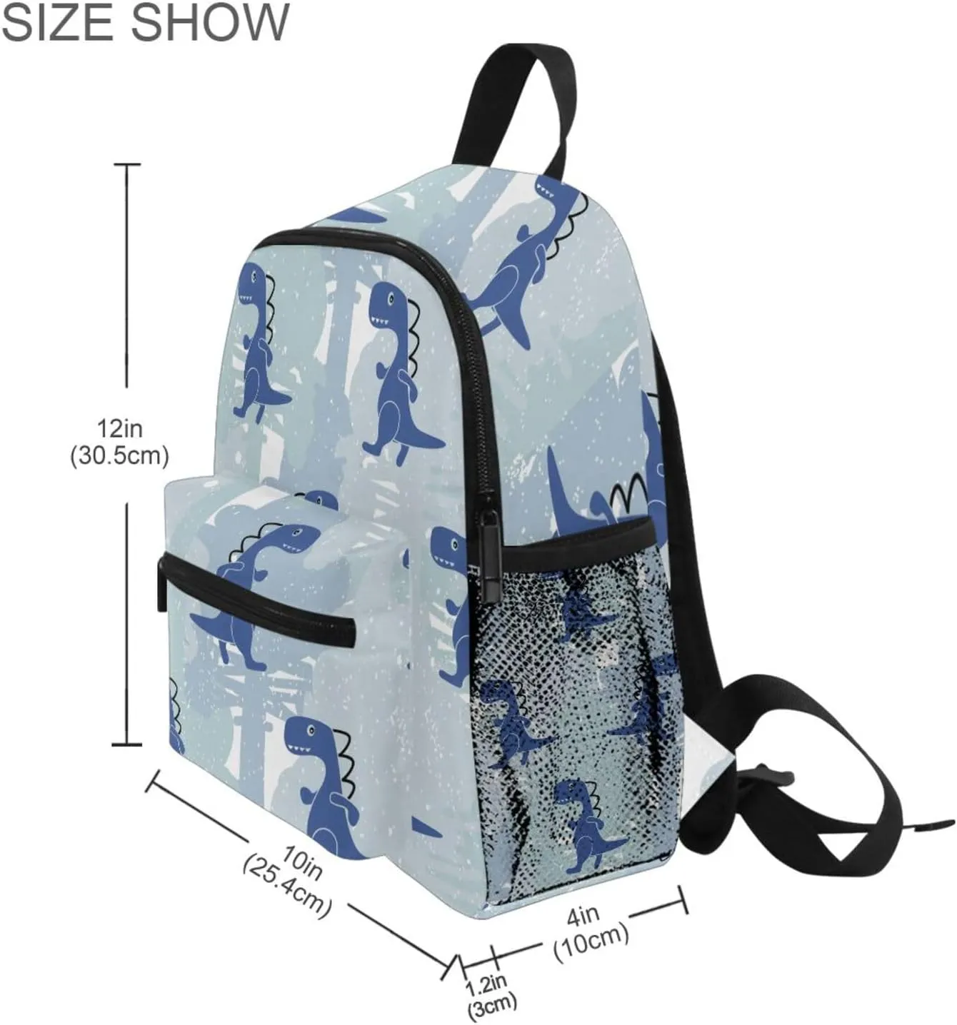 Custom Preschool Backpack with Chest Strap,Personalized Mini Toddler Backpack Daycare Toy Bag for Boys Girls,10 x 4x 12 InchesCute Blue Dinosaur
