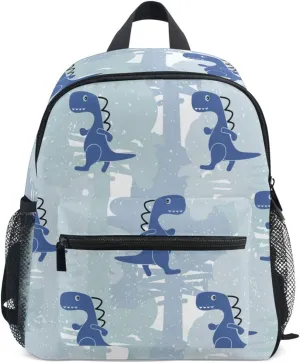 Custom Preschool Backpack with Chest Strap,Personalized Mini Toddler Backpack Daycare Toy Bag for Boys Girls,10 x 4x 12 InchesCute Blue Dinosaur