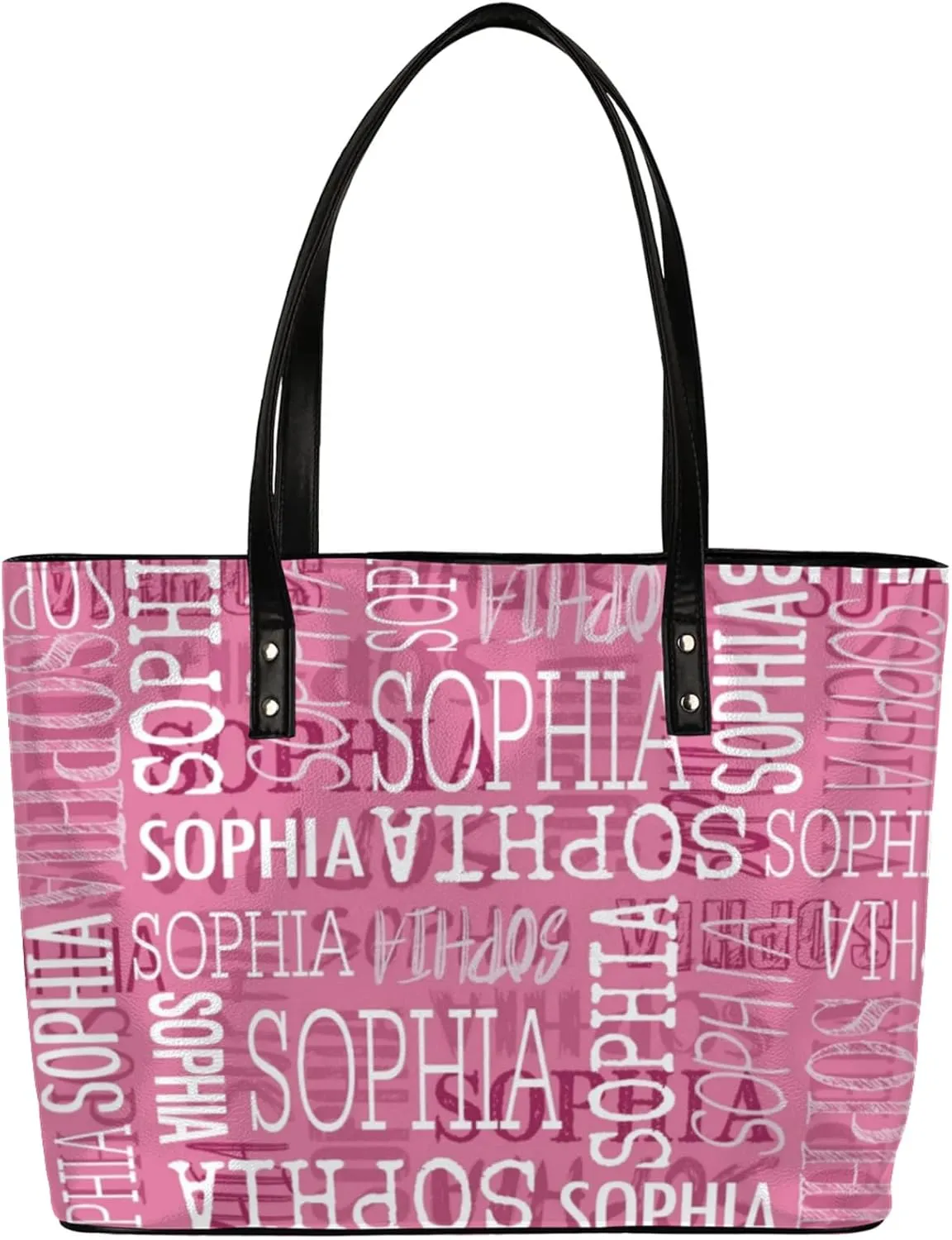 Custom Women's Tote Bag, PU Leather Personalized Shoulder Beach Bags Weekender Bag Shopper Handbag