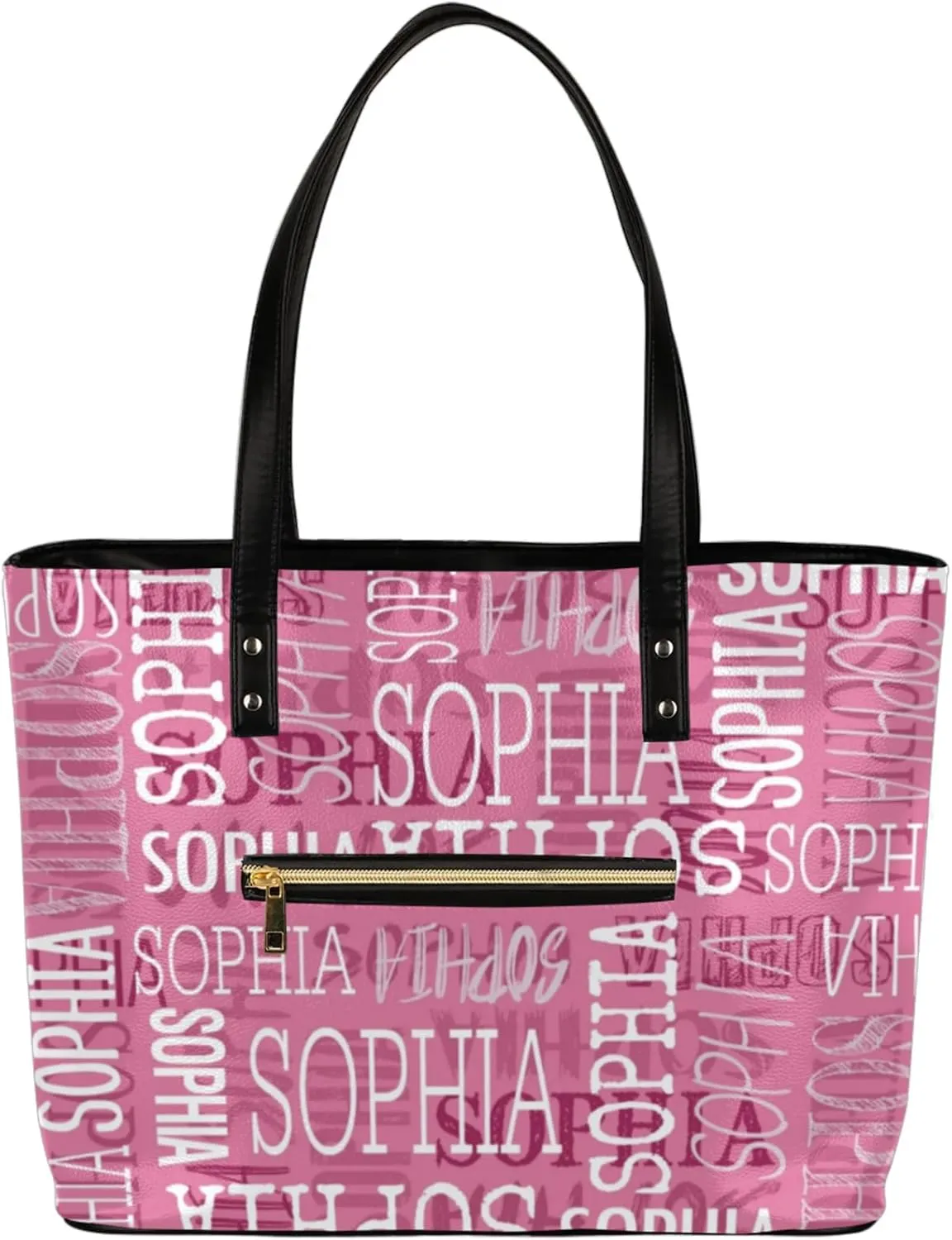 Custom Women's Tote Bag, PU Leather Personalized Shoulder Beach Bags Weekender Bag Shopper Handbag