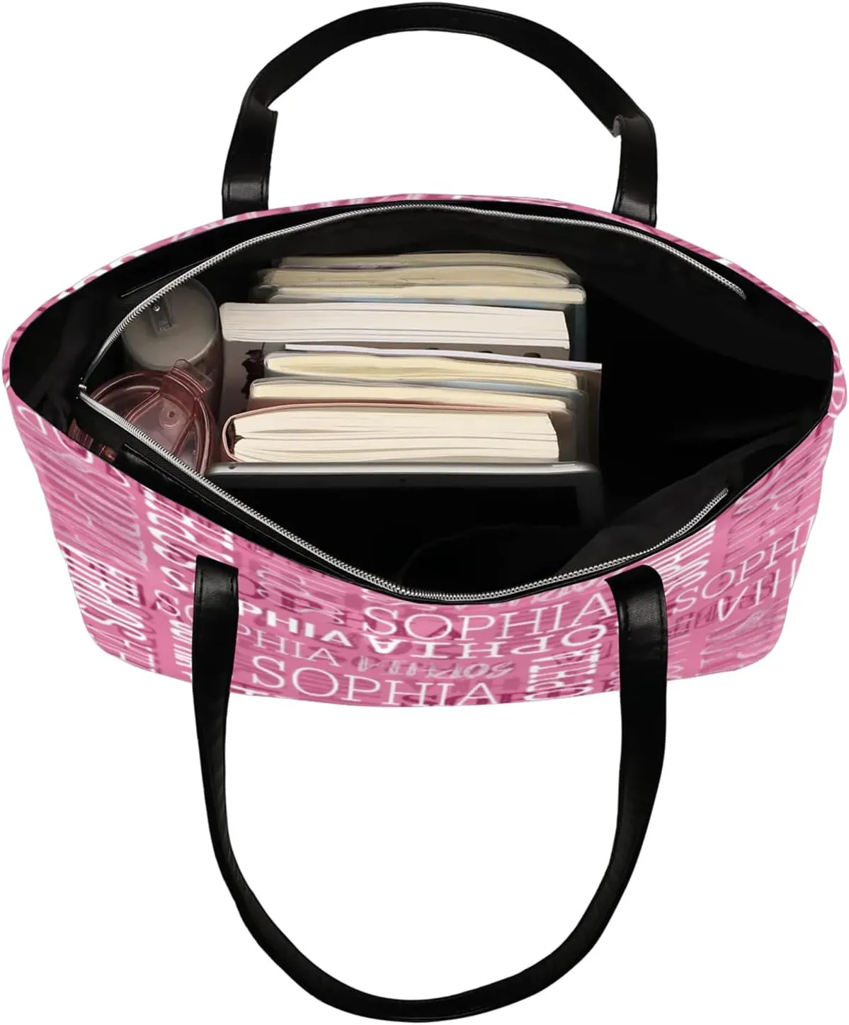 Custom Women's Tote Bag, PU Leather Personalized Shoulder Beach Bags Weekender Bag Shopper Handbag