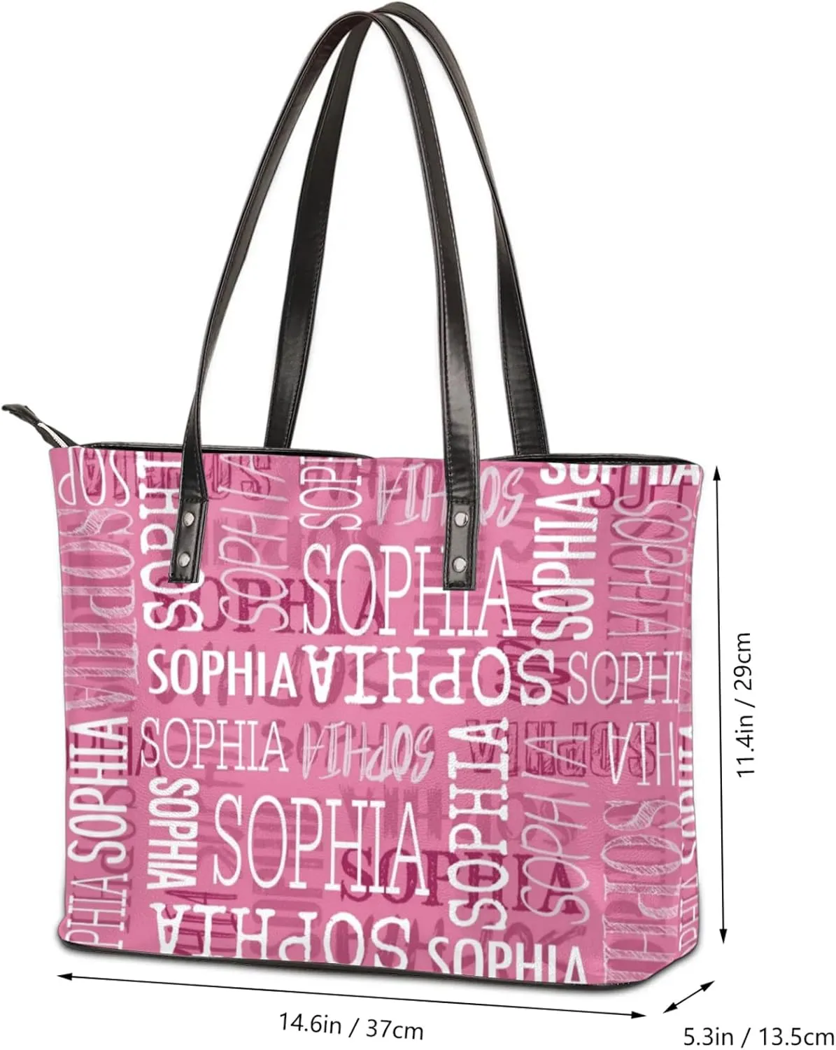 Custom Women's Tote Bag, PU Leather Personalized Shoulder Beach Bags Weekender Bag Shopper Handbag