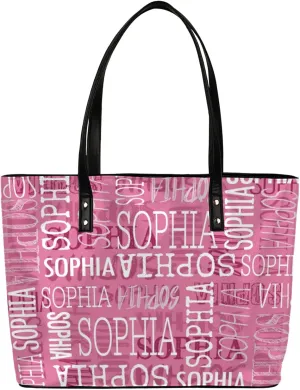 Custom Women's Tote Bag, PU Leather Personalized Shoulder Beach Bags Weekender Bag Shopper Handbag