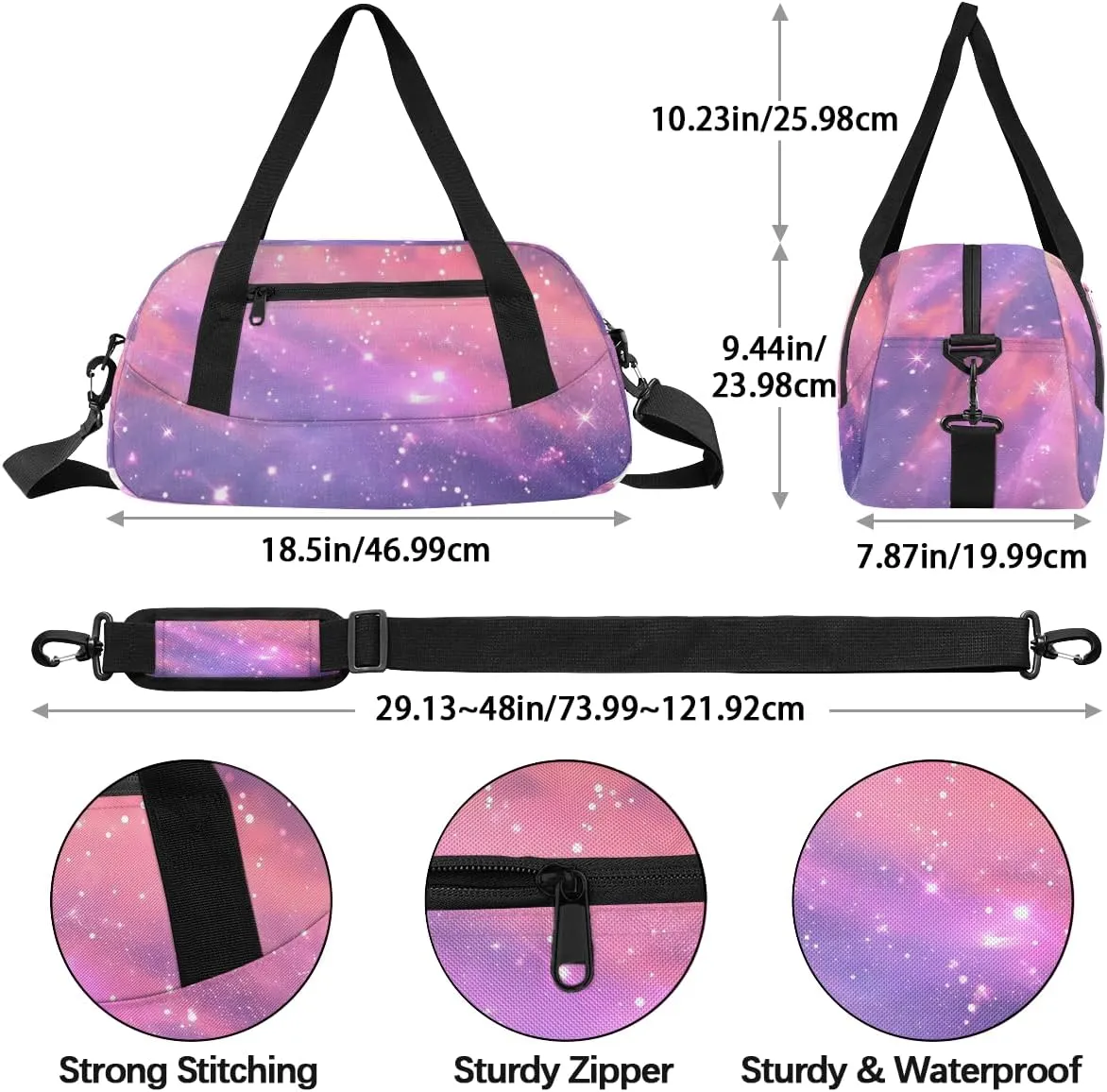 Cute Cosmos Clouds Kids Duffle Bag Boys Girls Small Sport Dance Gym Bag for Overnight Travel Weekender Carry On