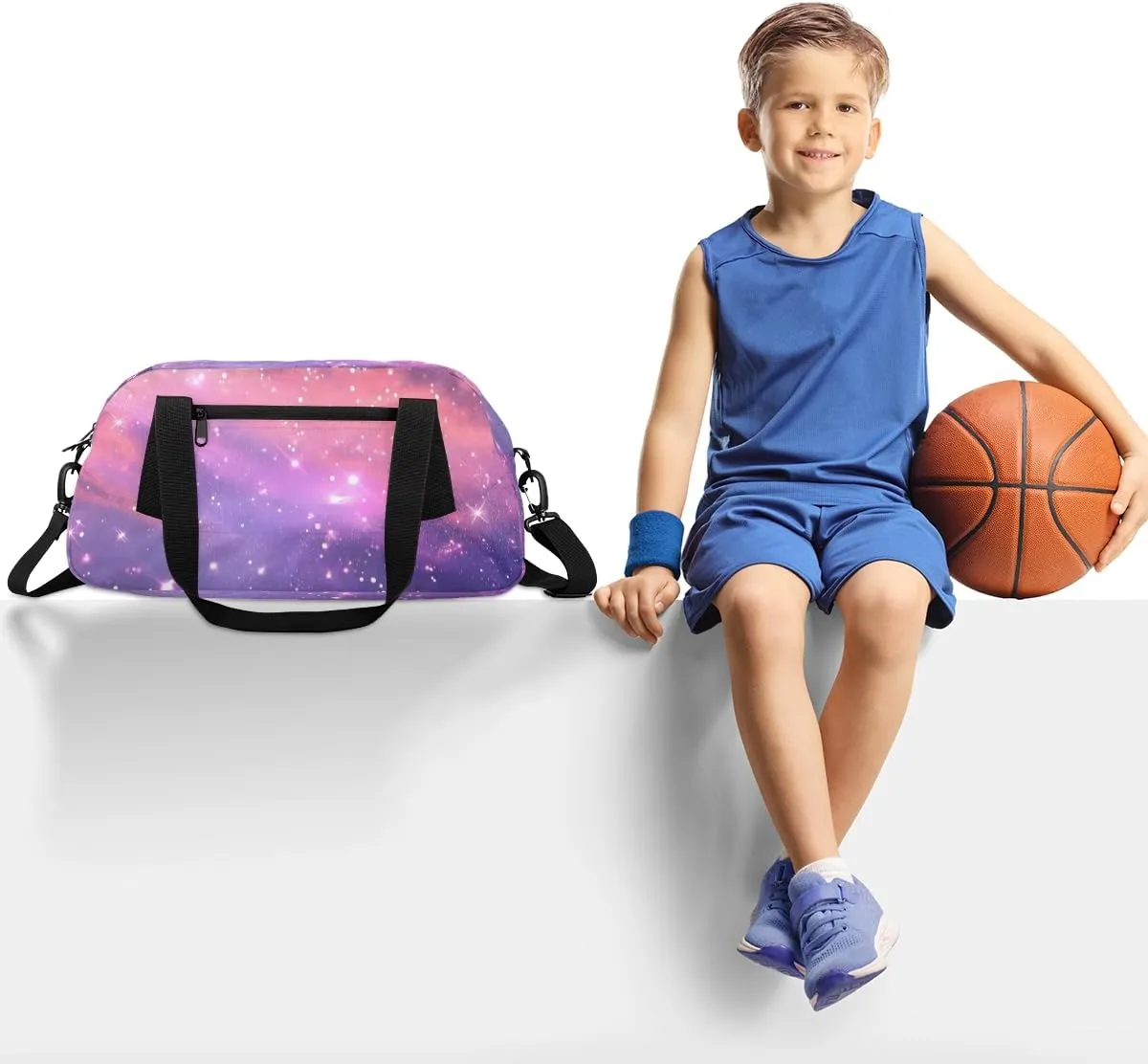Cute Cosmos Clouds Kids Duffle Bag Boys Girls Small Sport Dance Gym Bag for Overnight Travel Weekender Carry On