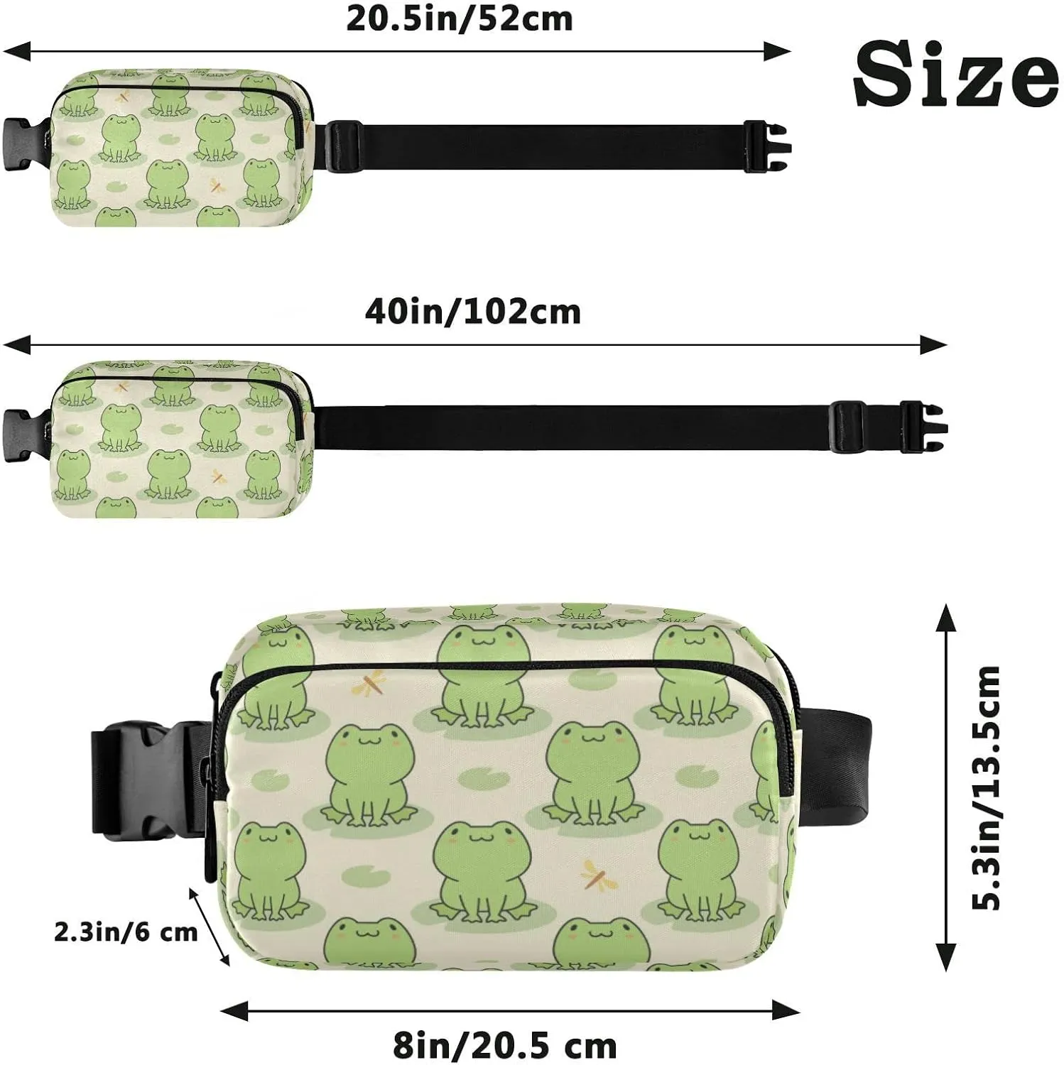 Cute Frog Fanny Packs for Women Men Belt Bag with Adjustable Strap Fashion Waist Packs Crossbody Bag Waist Pouch for Travel
