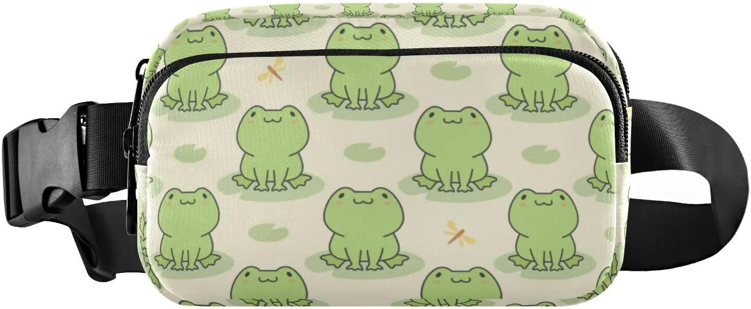 Cute Frog Fanny Packs for Women Men Belt Bag with Adjustable Strap Fashion Waist Packs Crossbody Bag Waist Pouch for Travel