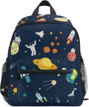 Cute Kids Back Pack Space Universe Planet Adventure Todder Backpack Lightweight Preschool Kindergarten Book Bag Practical and Durable Daycare Bag for Travel,Toys