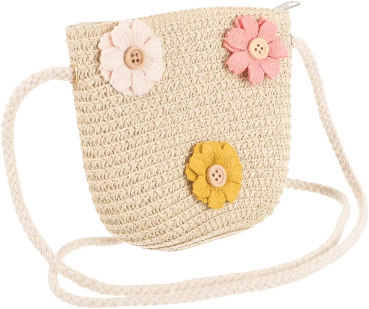 Cute Little Girls Straw Purse Woven Crossbody Bag with Adjustable Strap Lightweight Straw Shoulder Bag for Kids Outings