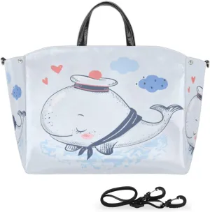 Cute Whale Sailor Cartoon Large Tote Bag Women Should Bag Extra Large Tote Bags Waterproof Big Crossbody Tote Bag with inner Pockets for Women Teacher Nurse Work Shopping Travel Beach