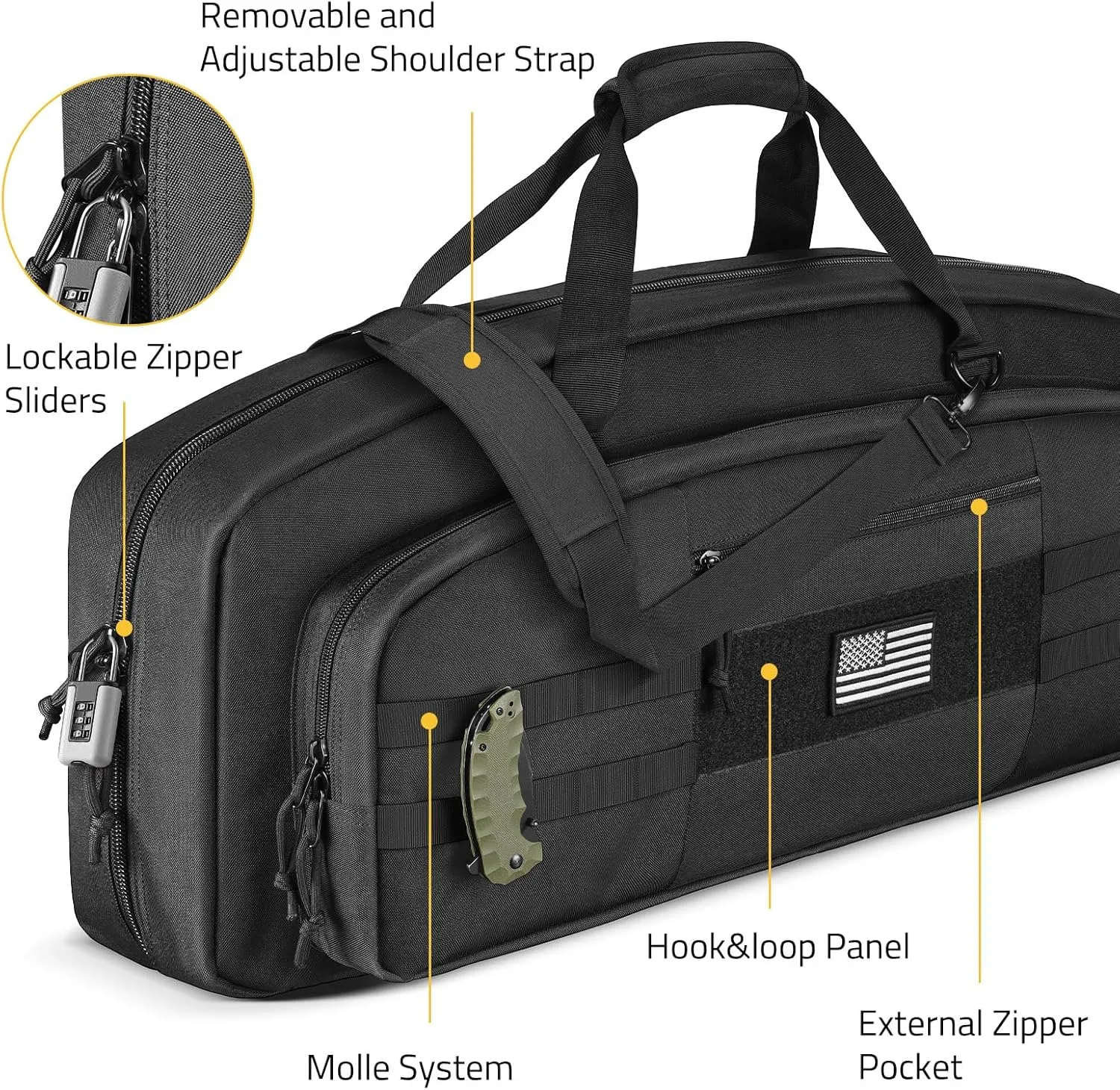CVLIFE 30" 36" Soft Rifle Case Tactical Double Long Gun Bag, Rifle Bag Gun Case with Lockable Zipper and Adjustable Shoulder Strap for Outdoor Hunting Shooting Range