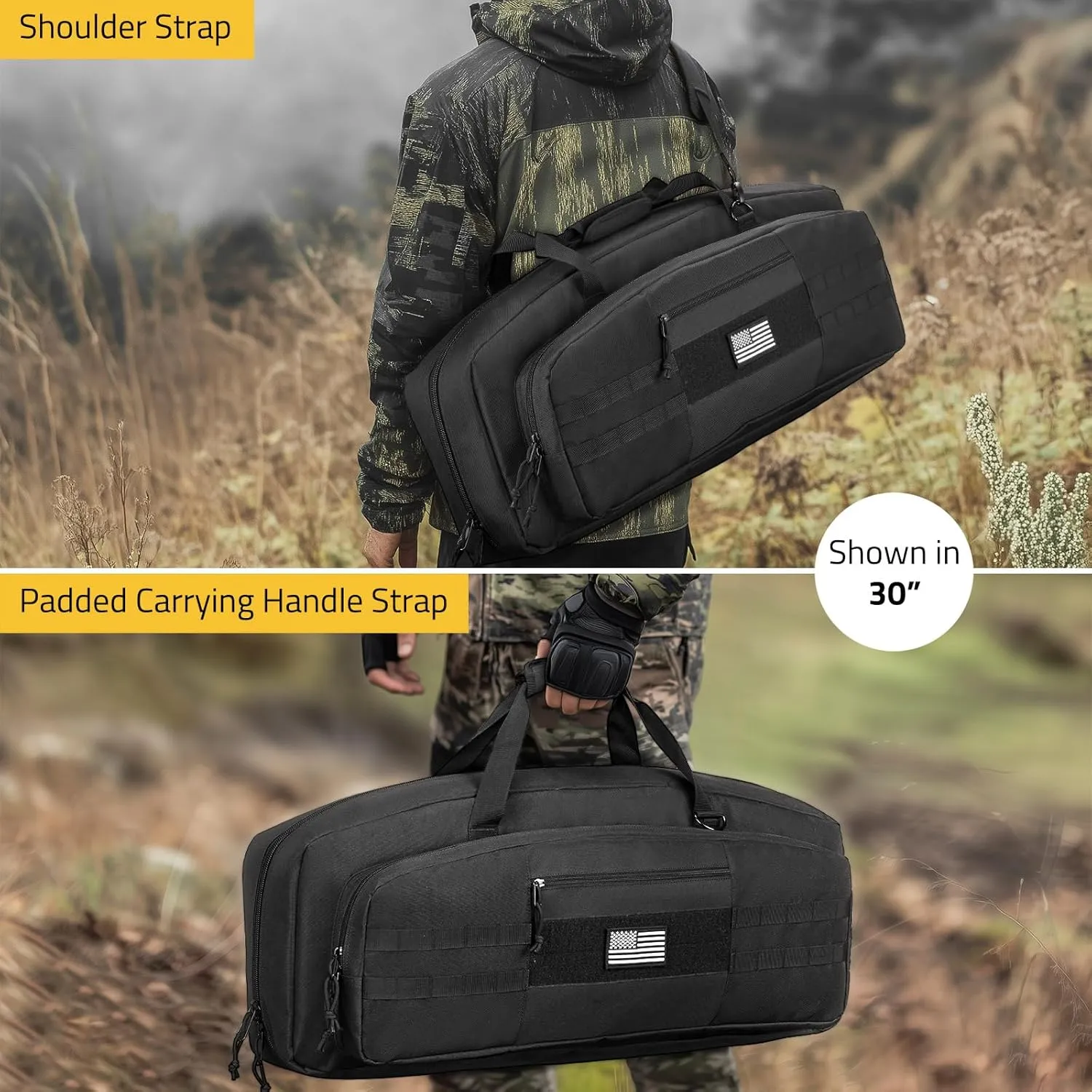CVLIFE 30" 36" Soft Rifle Case Tactical Double Long Gun Bag, Rifle Bag Gun Case with Lockable Zipper and Adjustable Shoulder Strap for Outdoor Hunting Shooting Range