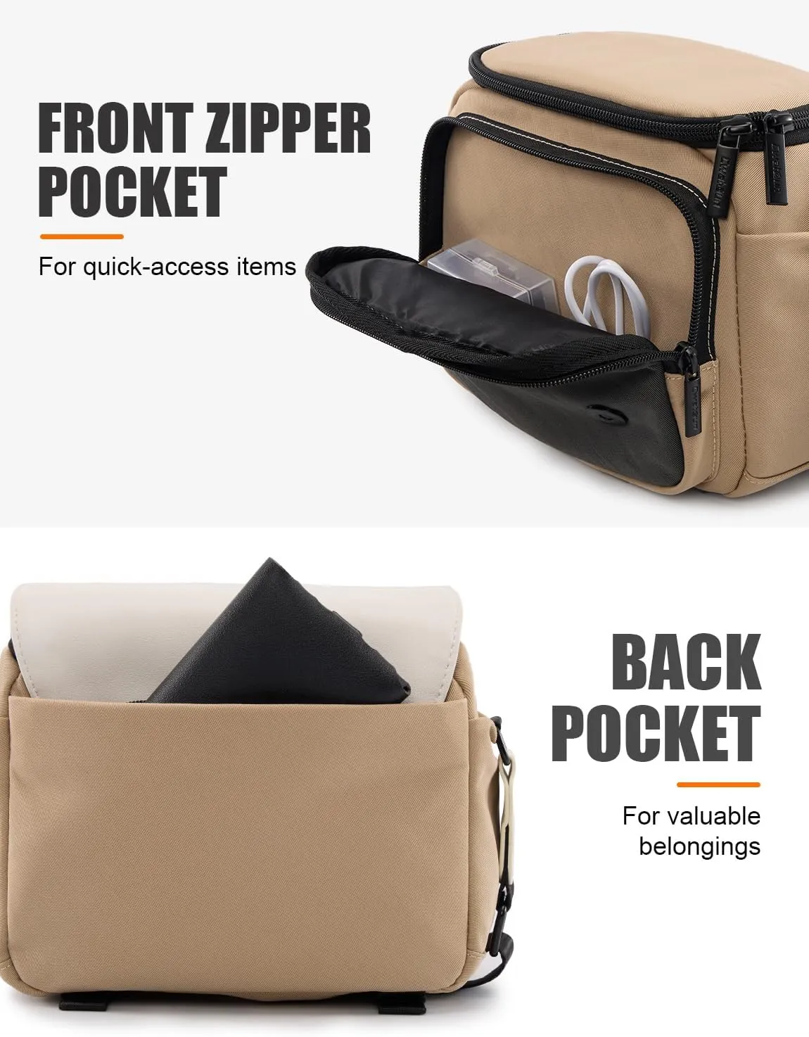 Cwatcun Camera Shoulder Bag Compact Camera Case, Small Waterproof Camera Messenger Bag with Tripod Holder, Travel Photography Bag for Canon, Nikon, Sony, Fuji DSLR/SLR/Mirrorless Camera, Lens