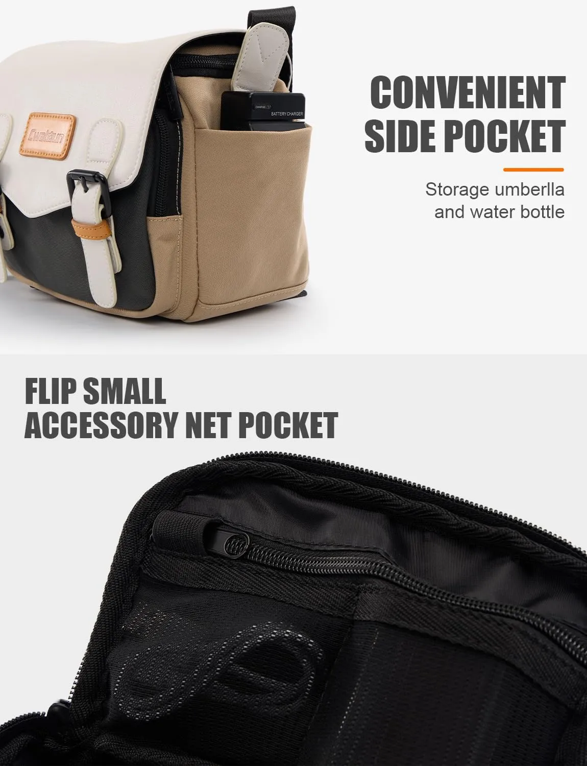 Cwatcun Camera Shoulder Bag Compact Camera Case, Small Waterproof Camera Messenger Bag with Tripod Holder, Travel Photography Bag for Canon, Nikon, Sony, Fuji DSLR/SLR/Mirrorless Camera, Lens