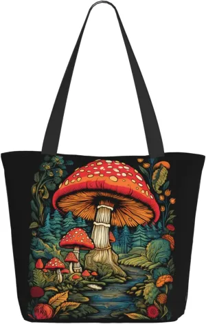 DADABULIU Tote Bag Reusable Grocery Bag Shoulder Bags with Zipper for Travel Beach Shopping Work Over 12 Years Old