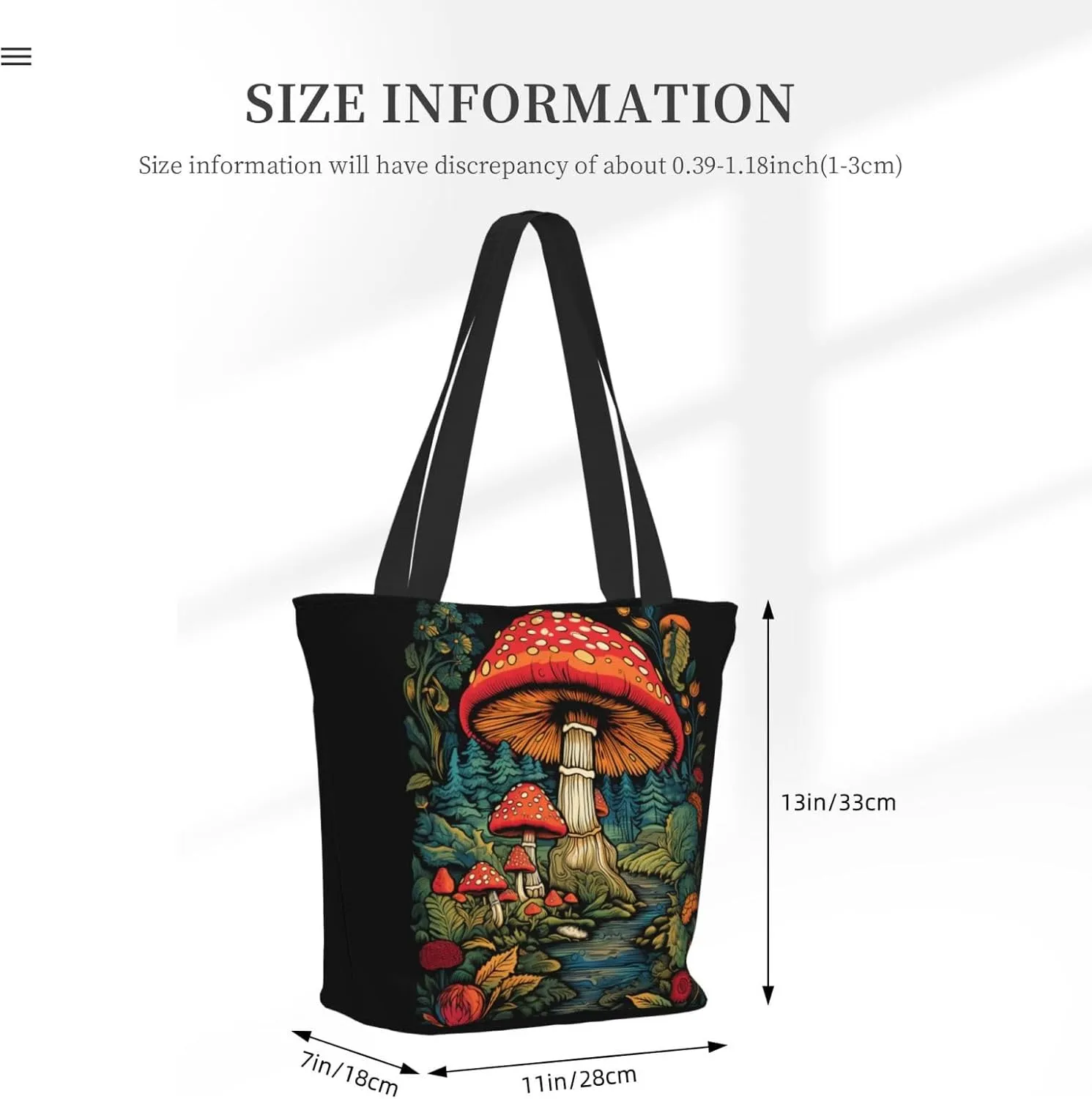 DADABULIU Tote Bag Reusable Grocery Bag Shoulder Bags with Zipper for Travel Beach Shopping Work Over 12 Years Old
