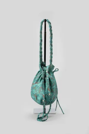Damyanti Braided Silk Sari Pouch - Blue/Green tones