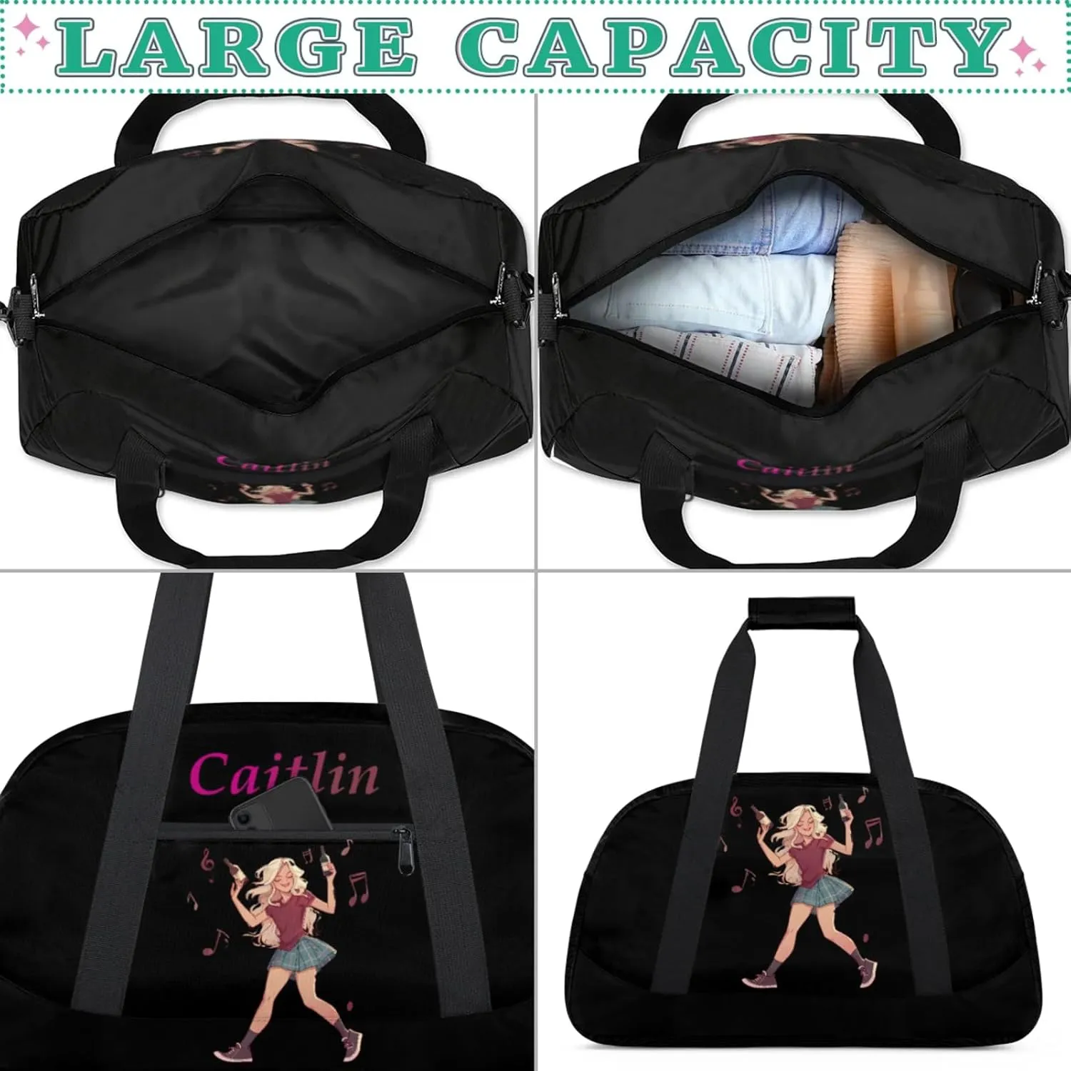 Dance Duffle-Bag for Teens Girls,Custom Hip-Hop-Bag for Dancer,Carry-on Lightweight for Travel-Duffle,Overnight,Workout Hip-hop Dance Red