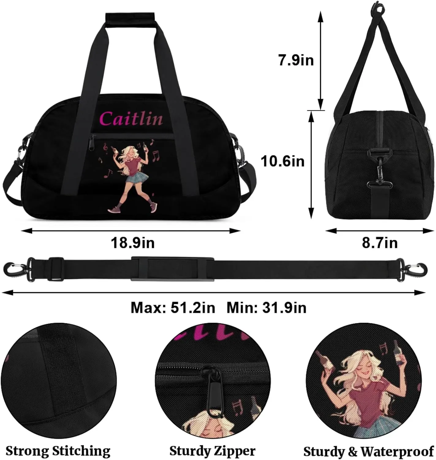 Dance Duffle-Bag for Teens Girls,Custom Hip-Hop-Bag for Dancer,Carry-on Lightweight for Travel-Duffle,Overnight,Workout Hip-hop Dance Red