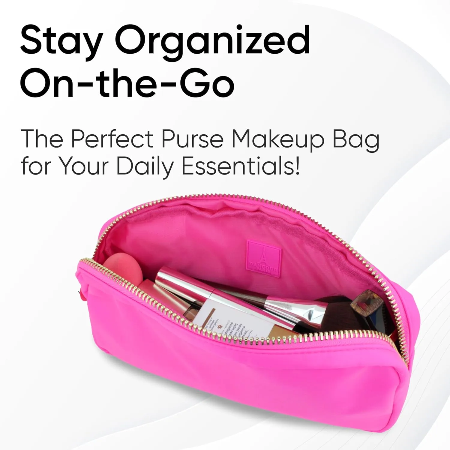 DANCOUR Nylon Makeup Bags for Women Large Preppy Travel Toiletry Pouch Cosmetic Bag Makeup Organizer