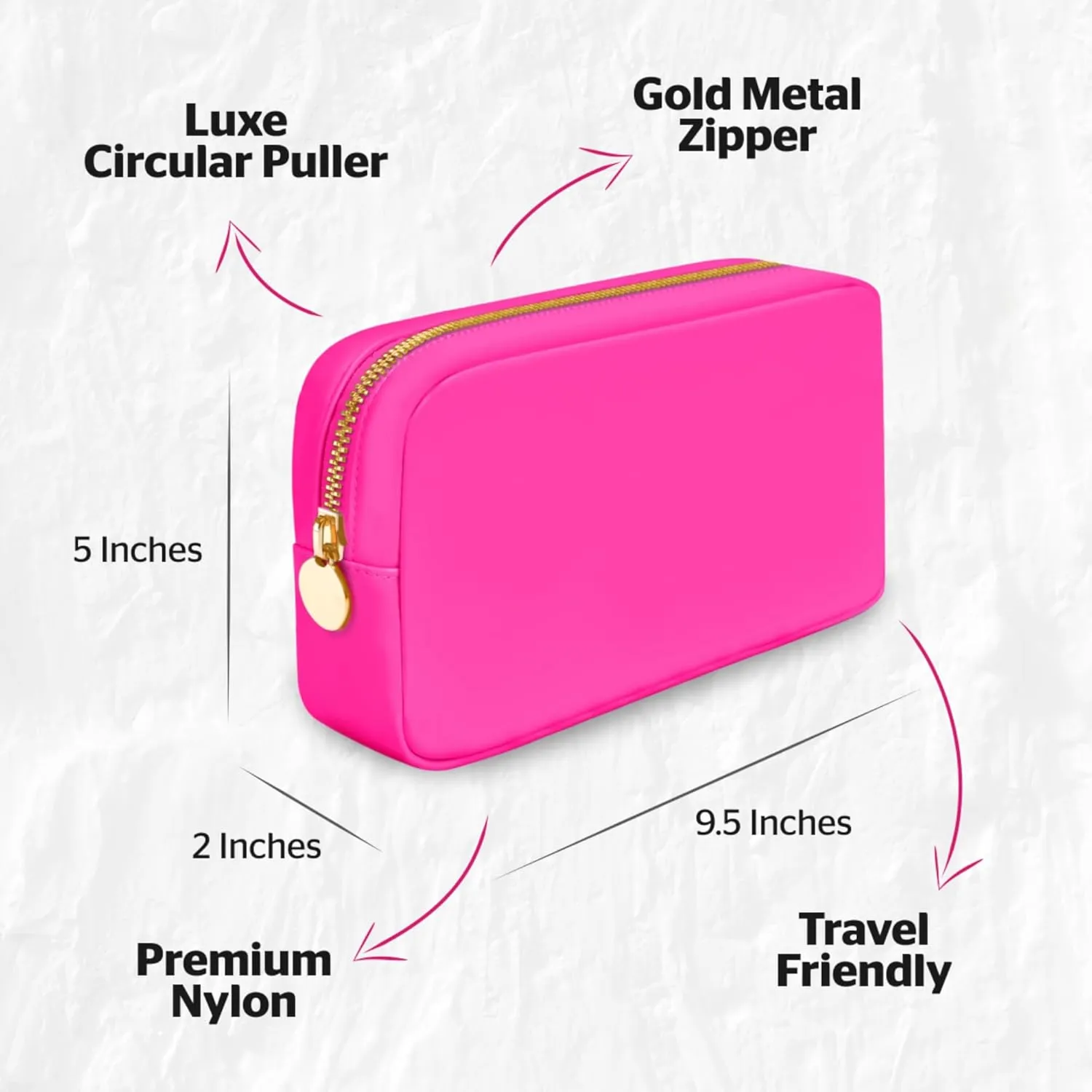 DANCOUR Nylon Makeup Bags for Women Large Preppy Travel Toiletry Pouch Cosmetic Bag Makeup Organizer