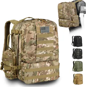 DBTAC Tactical Backpack 50L Large Army 3-DAYS Assault Pack Molle Bag for Outdoor Hiking/Travel/Work (CP Camo)