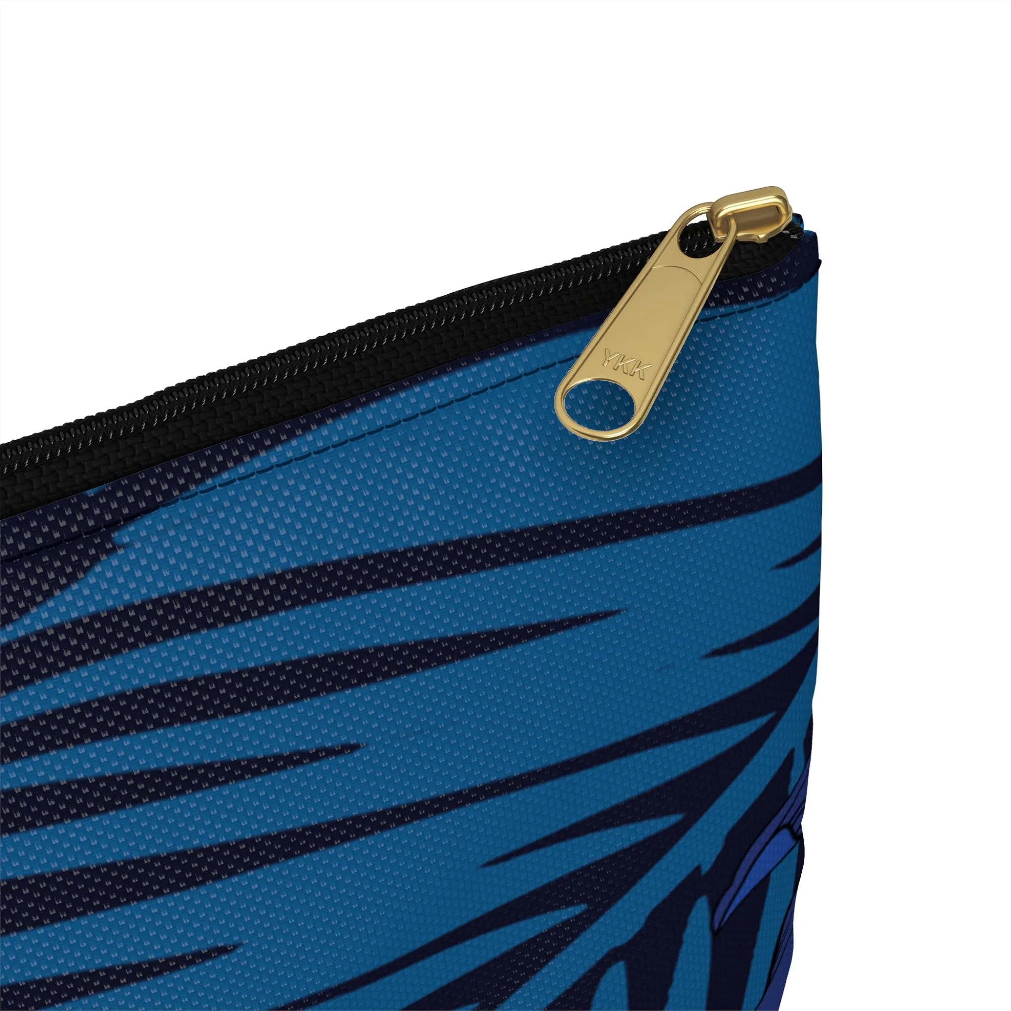 Deep Blue Hibiscus Zipper Travel Pouch Bag