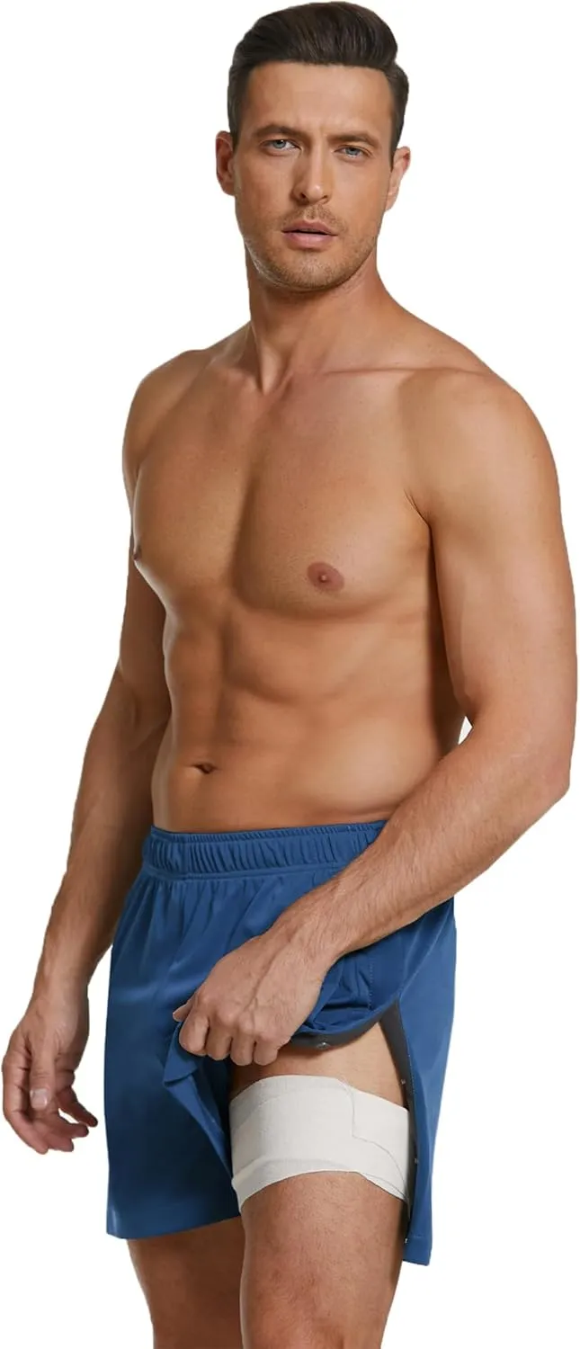 Deyeek Men's Snap Tear Away Athletic Shorts - Breakaway Adaptive Post Hip Knee Surgery Recovery With Pockets