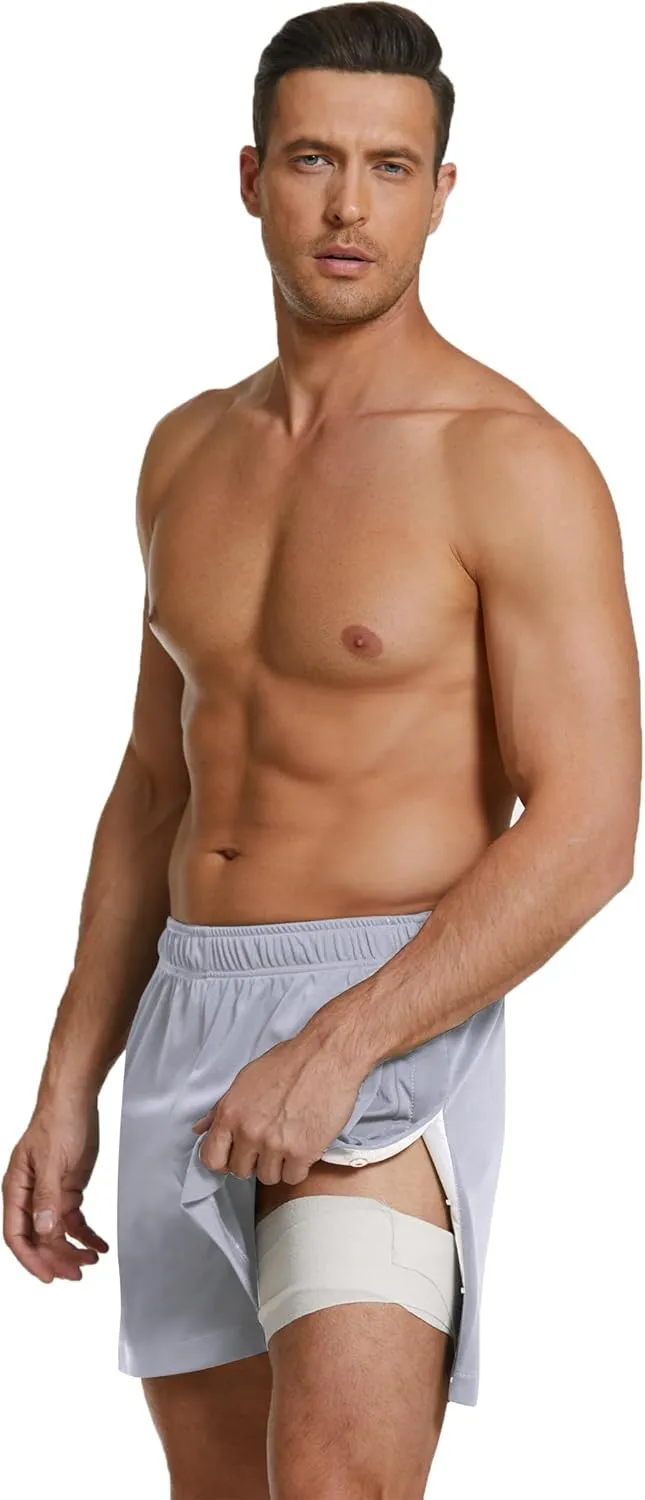 Deyeek Men's Snap Tear Away Athletic Shorts - Breakaway Adaptive Post Hip Knee Surgery Recovery With Pockets