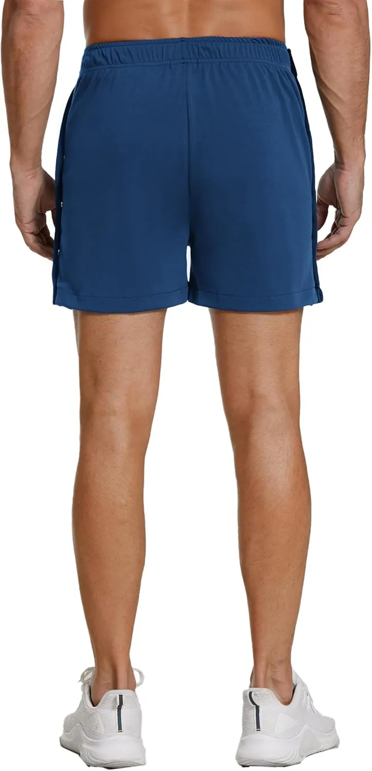 Deyeek Men's Snap Tear Away Athletic Shorts - Breakaway Adaptive Post Hip Knee Surgery Recovery With Pockets