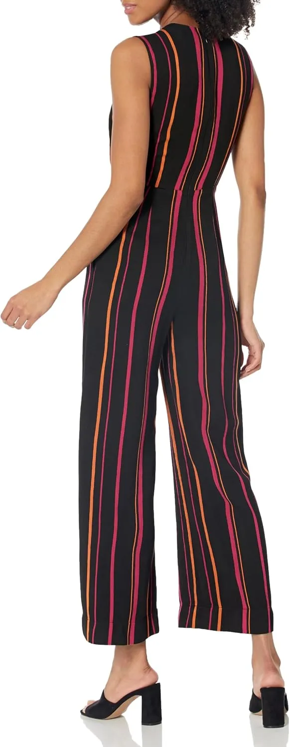 Diane von Furstenberg Womens Striped Crossover JumpsuitJumpsuit
