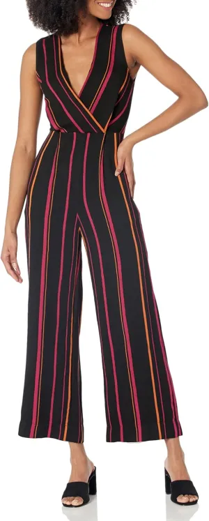 Diane von Furstenberg Womens Striped Crossover JumpsuitJumpsuit
