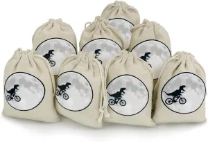 Dinosaur Ride Bike and Moon Cute Tag Drawstring Gift Bags 8 Sets Pockets DIY Jewelry Storage Pouches Wedding Party