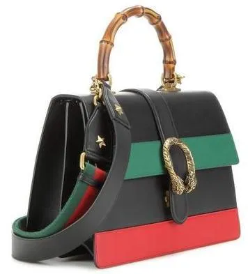 Dionysus Striped Nera Verde Rossa Leather Shoulder Bag