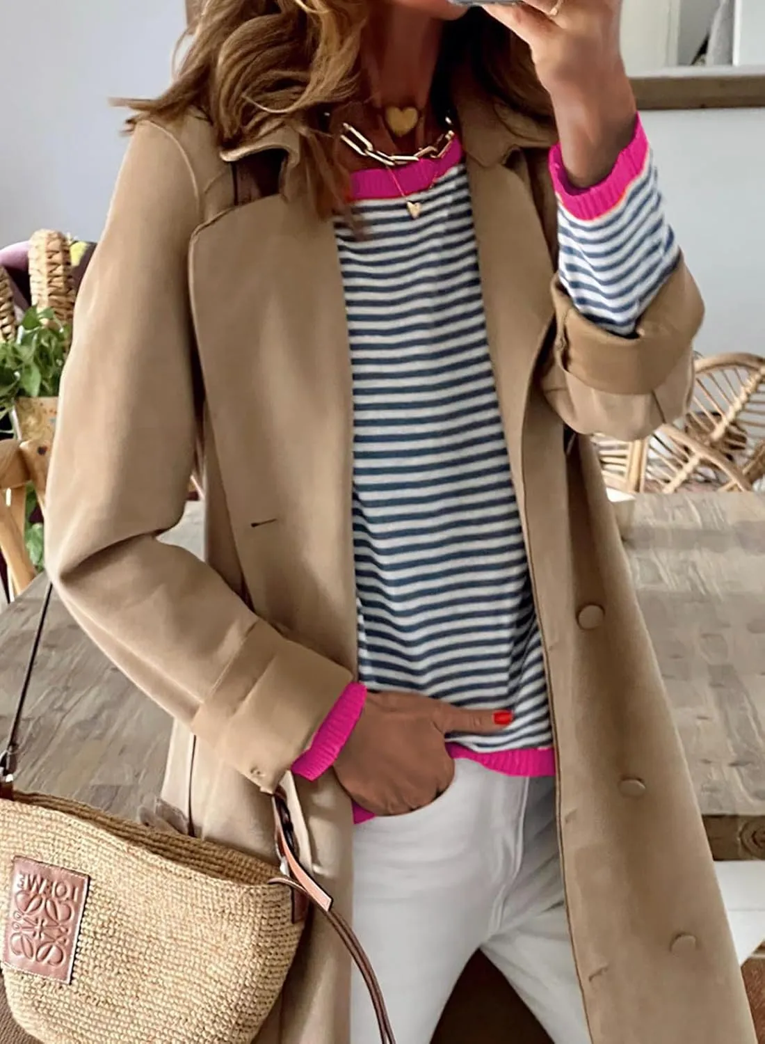 Dokotoo Long Sleeve Shirts for Women Casual Spring Crewneck Striped Color Block Shirt High Low Pullover Sweater Tops