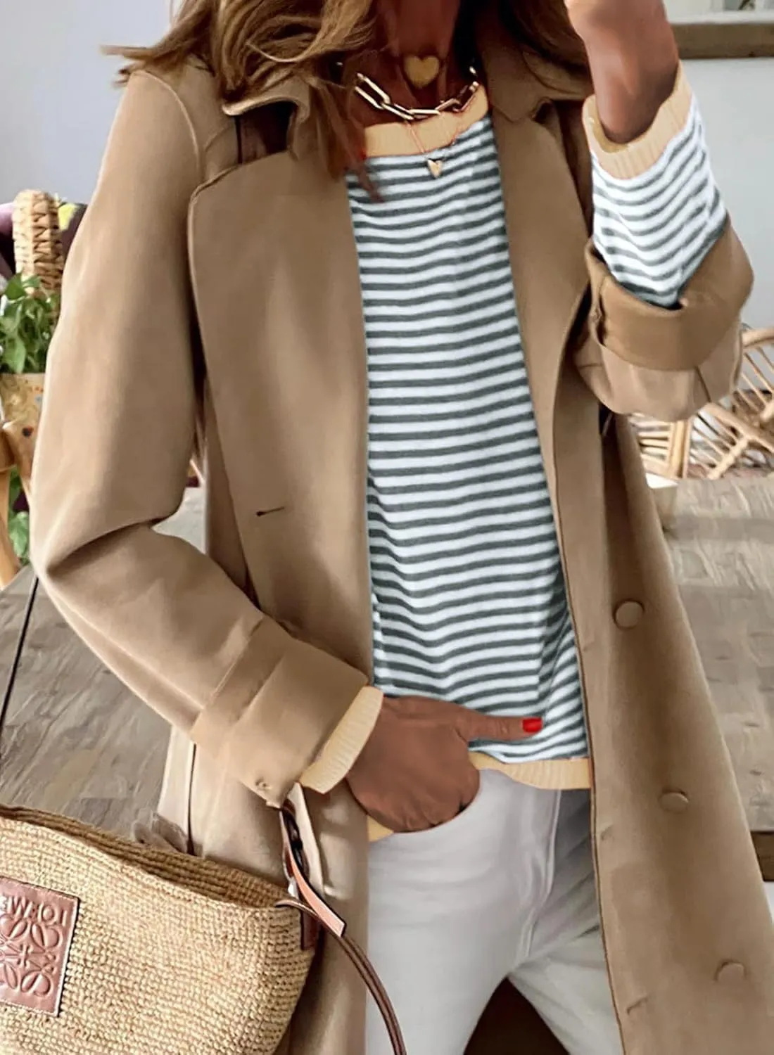 Dokotoo Long Sleeve Shirts for Women Casual Spring Crewneck Striped Color Block Shirt High Low Pullover Sweater Tops