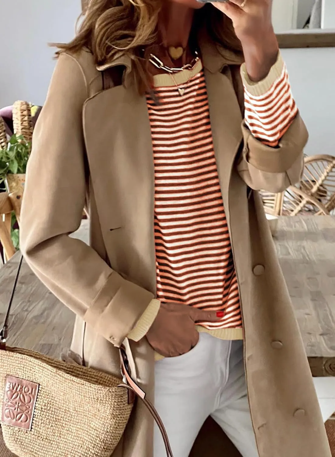 Dokotoo Long Sleeve Shirts for Women Casual Spring Crewneck Striped Color Block Shirt High Low Pullover Sweater Tops