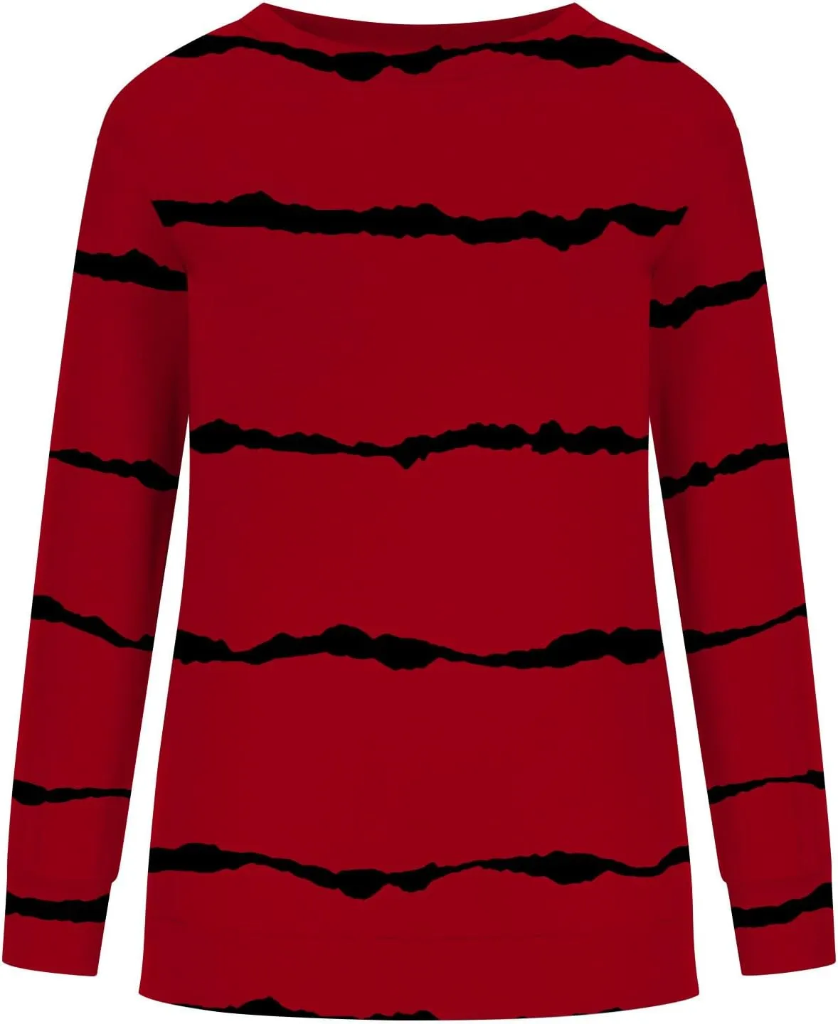 DOLKFU Sweatshirt for Women 2023 Fashion Long Sleeve Crewneck Shirts Blouse Striped Print Tops Casual Loose Blouses