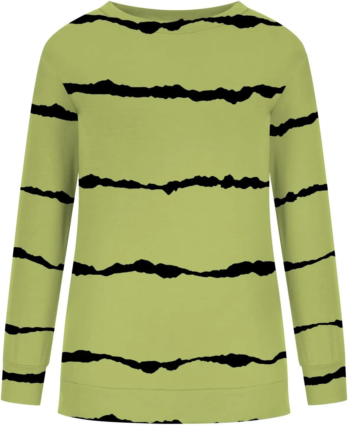 DOLKFU Sweatshirt for Women 2023 Fashion Long Sleeve Crewneck Shirts Blouse Striped Print Tops Casual Loose Blouses