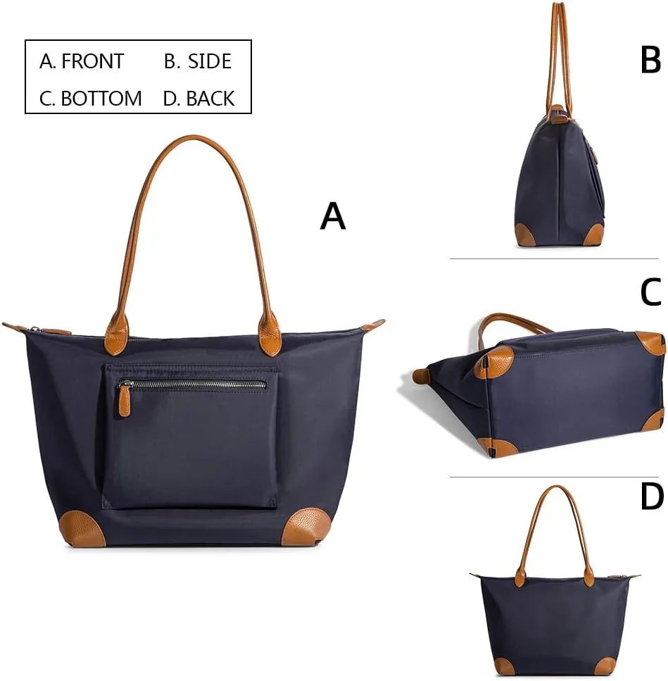 DORIS&JACKY Tote Bag For Women Large Lightweight Designer Leather Nylon Work Shoulder Bag And Foldable Travel Purse