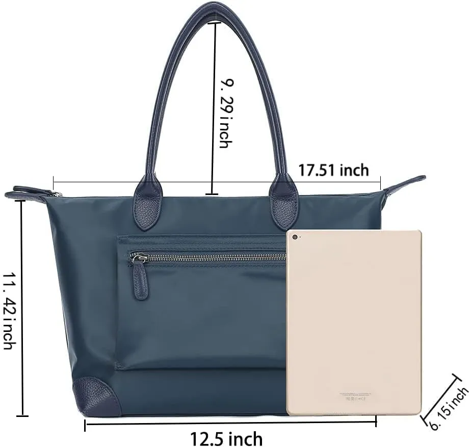 DORIS&JACKY Tote Bag For Women Large Lightweight Designer Leather Nylon Work Shoulder Bag And Foldable Travel Purse