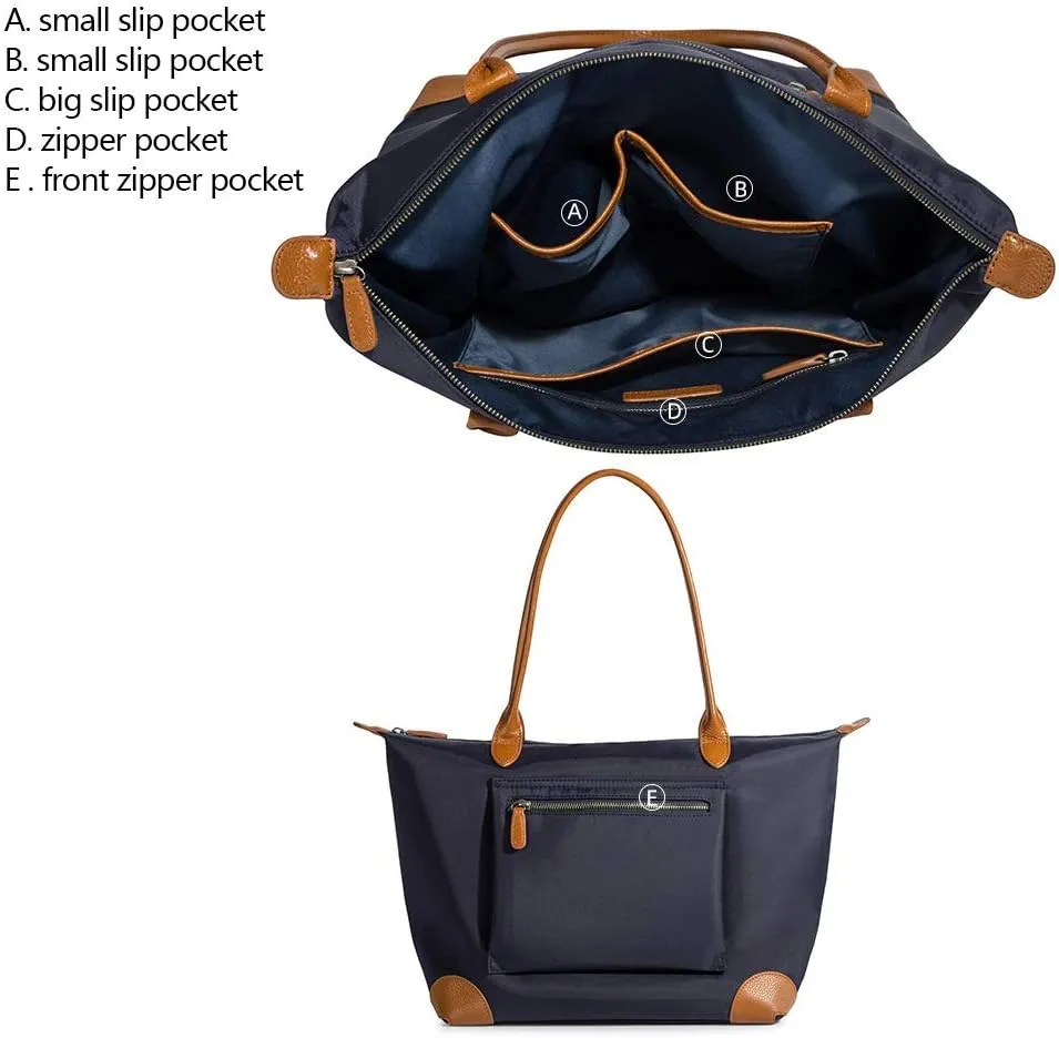 DORIS&JACKY Tote Bag For Women Large Lightweight Designer Leather Nylon Work Shoulder Bag And Foldable Travel Purse