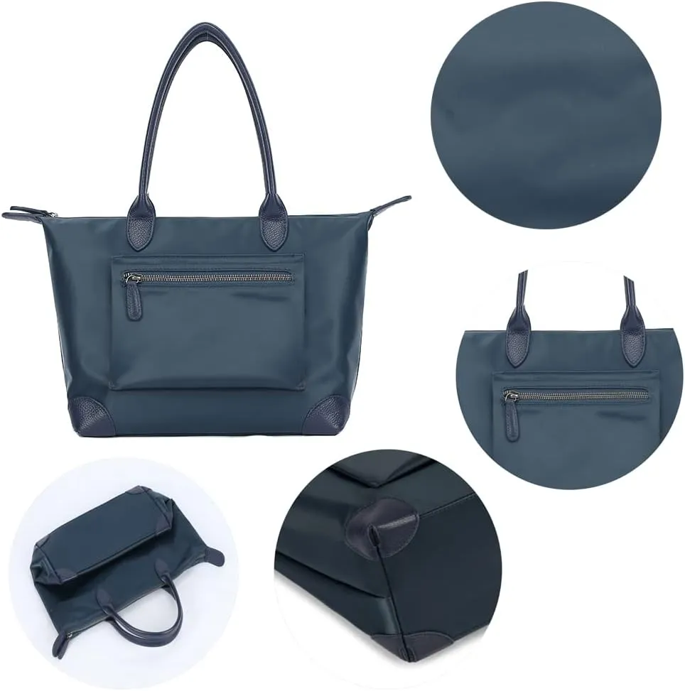 DORIS&JACKY Tote Bag For Women Large Lightweight Designer Leather Nylon Work Shoulder Bag And Foldable Travel Purse