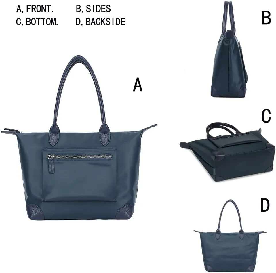 DORIS&JACKY Tote Bag For Women Large Lightweight Designer Leather Nylon Work Shoulder Bag And Foldable Travel Purse